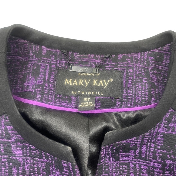 Mary Kay by Twinhill 10T Sales Exec Jacket Lined Purple Black Hook Eye Closure - Picture 3 of 5